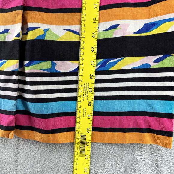 Richie Freeman For Teri Jon Blazer Women 12 Multicolor Linen Striped Rainbow Art - Picture 9 of 10